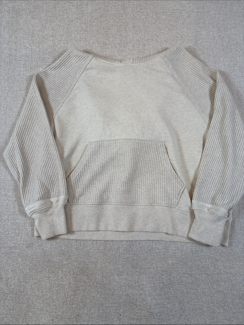 Aerie Women's Essential Ribbed Cream Hoodie